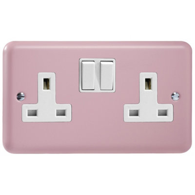 Varilight 2-Gang 13A Double Pole Switched Socket Rose Pink