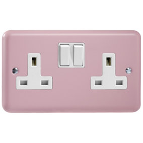 Varilight 2-Gang 13A Double Pole Switched Socket Rose Pink