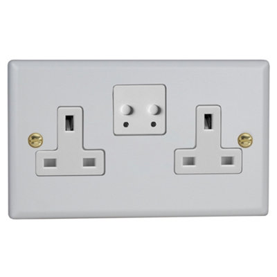 Varilight 2-Gang 13A Double Pole Switched Socket Vogue Matt White