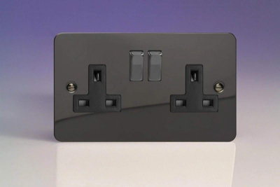 Varilight 2-Gang 13A Double Pole Switched Socket with Metal Rockers