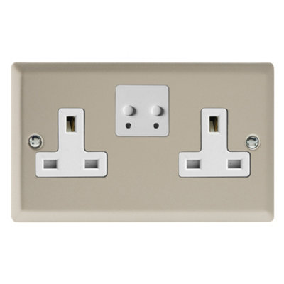 Varilight 2-Gang 13A Single Pole WiFi Switched Socket for V-Pro Smart Satin