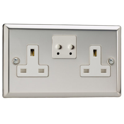 Varilight 2-Gang 13A Single Pole WiFi Switched Socket for V-Pro Smart Supla Chrome