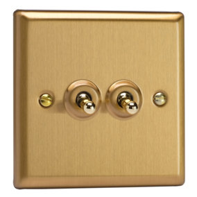 Varilight 2-Gang 2-Way 10A Toggle Switch Brushed Brass