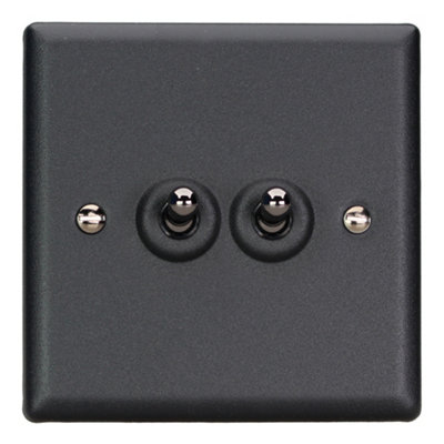 Varilight 2-Gang 2-Way 10A Toggle Switch Matt Black