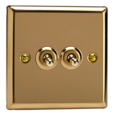 Varilight  10AX 2-Gang 2-Way Light Switch  Brushed Brass