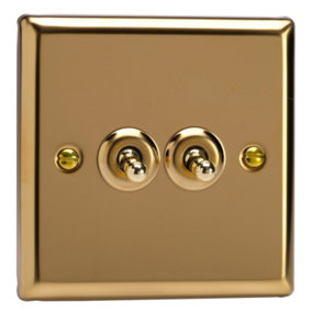 Varilight 2-Gang 2-Way 10A Toggle Switch Polished Brass