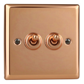 Varilight 2-Gang 2-Way 10A Toggle Switch Polished Copper