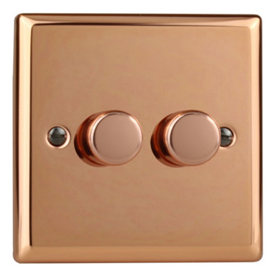 Varilight 2-Gang 2-Way 2x120W V-Pro LED Dimmer Polished Copper