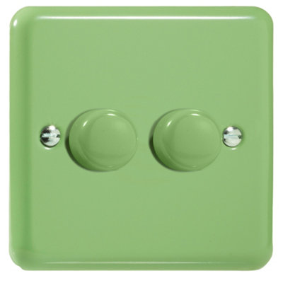 Varilight 2-Gang 2-Way V-Pro Push On/Off Rotary LED Dimmer 2 x 0-120W Beryl Green