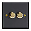 Varilight 2-Gang 2-Way V-Pro Push On/Off Rotary LED Dimmer 2 x 0-120W Vogue Matt Black