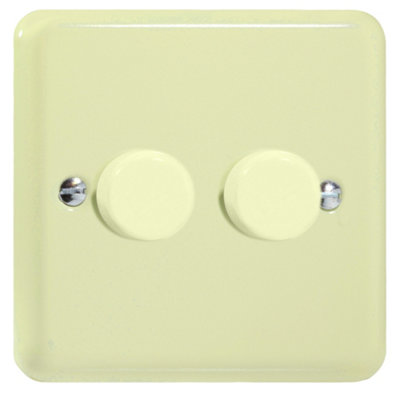 Varilight 2-Gang 2-Way V-Pro Push On/Off Rotary LED Dimmer 2 x 0-120W White Chocolate