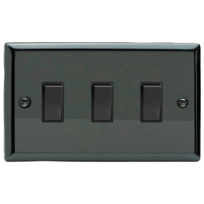 Varilight 3-Gang 10A 1- or 2-Way Rocker Switch (Twin Plate) Iridium