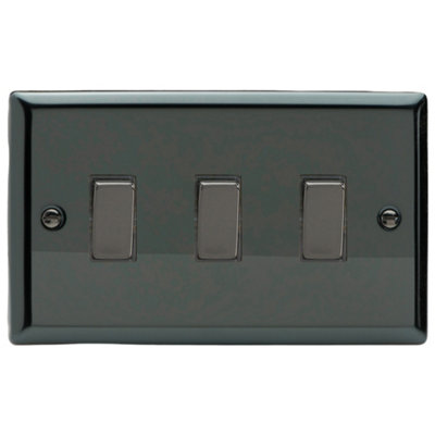 Varilight 3-Gang 10A 1- or 2-Way Rocker Switch (Twin Plate) Iridium