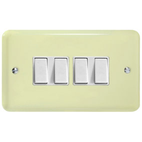 Varilight 4-Gang 10A 1- or 2-Way Rocker Switch (Twin Plate) White Chocolate