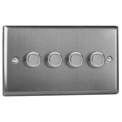 Varilight 4-Gang 2-Way 4x120W V-Pro LED Dimmer Brushed Steel