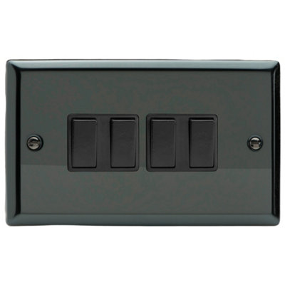 Varilight 4-Gang 2-Way Rocker Light Switch - Classic Iridium With Black ...