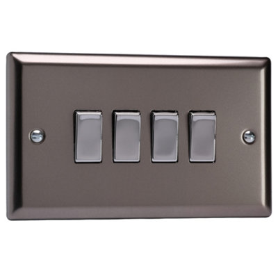 Varilight 4-Gang 2-Way Rocker Light Switch - Classic Pewter With Chrome ...