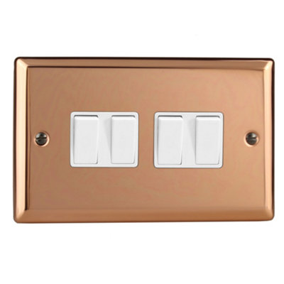 Varilight 4-Gang 2-Way Rocker Light Switch - Urban Polished Copper With ...