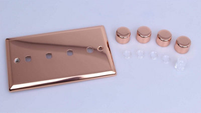 Varilight 4-Gang Matrix Kit for Rotary Dimmers (Twin Plate) Polished Copper