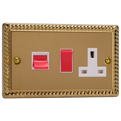 Varilight 45A Cooker Panel with 13A Double Pole Switched Socket Outlet ...