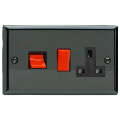Varilight 45A Cooker Panel with 13A Double Pole Switched Socket Outlet ...