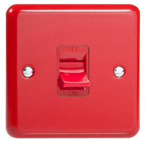 Varilight 45A Cooker Switch (Single Plate, Red Rocker) Pillar Box Red