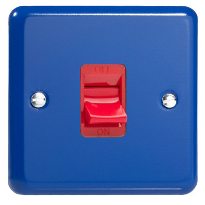 Varilight 45A Cooker Switch (Single Plate, Red Rocker) Reflex Blue
