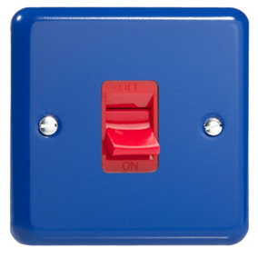 Varilight 45A Cooker Switch (Single Plate, Red Rocker) Reflex Blue