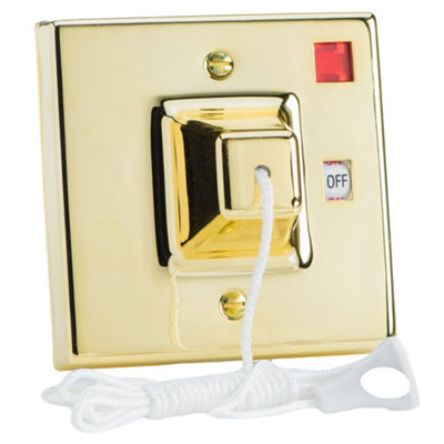 Varilight 45A Pull Switch with Neon Brass Effect Brass Effect