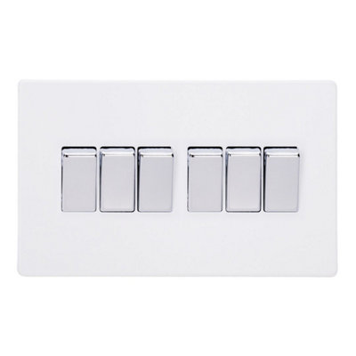Varilight 6-Gang Rocker Light Switch 2-Way - Screwless Primed Ready to ...