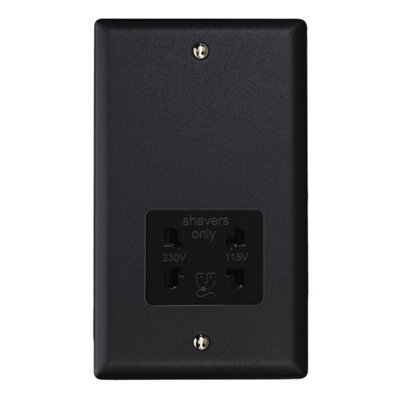 Varilight Bathroom Shaver Socket - Urban/Vogue Matt Black With Black ...