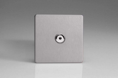 Varilight Brushed Steel Flat Dimension Screwless V-Pro IR 1-Gang 1 x 100W LED Multi-Way Remote/Touch Control Dimmer Master Unit