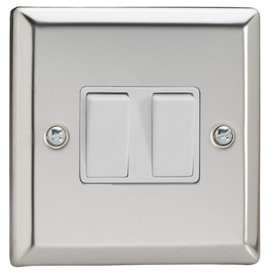 Varilight Double Rocker Light Switch 2-Way - Classic Mirror Chrome With ...