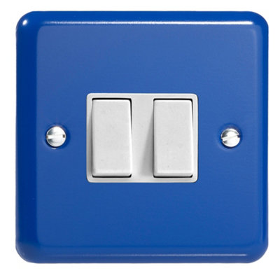 Varilight Double Rocker Light Switch 2-Way - Lily Reflex Blue With ...