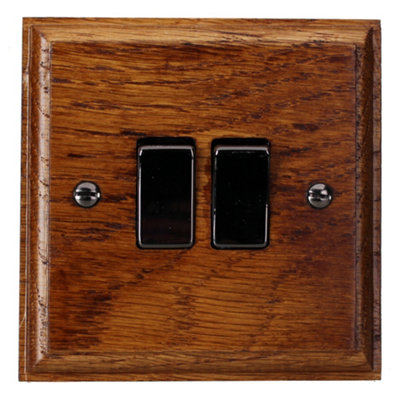 Varilight Double Rocker Light Switch 2-Way - Medium Oak With Iridium ...