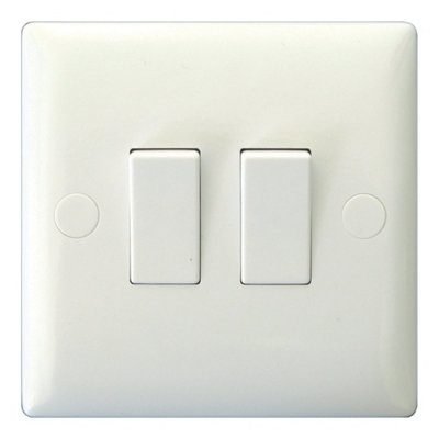Varilight Double Rocker Light Switch 2-Way - Value Polar White With ...