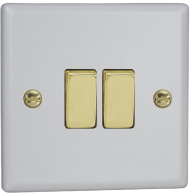 Varilight Double Rocker Light Switch 2-Way - Vogue Matt White With ...