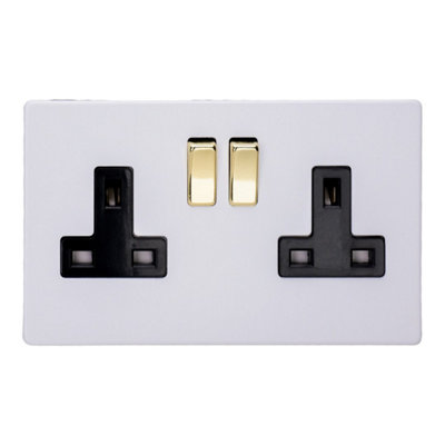 Varilight Double Switched Plug Socket - Screwless Primed Ready to Paint ...