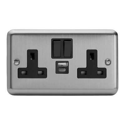 Varilight Double Switched Plug Socket With USB A+C Charging - Value ...