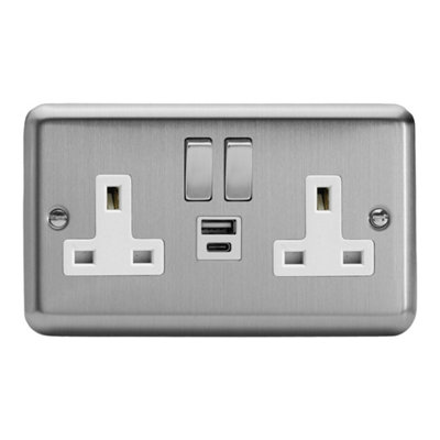 Varilight Double Switched Plug Socket With USB A+C Charging - Value ...
