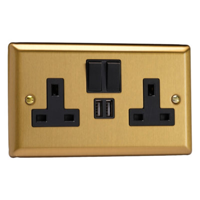 Varilight Double Switched Plug Socket With USB Charging - Classic ...