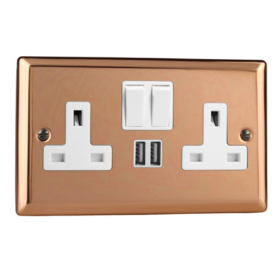 Varilight Double Switched Plug Socket With USB Charging - Urban ...