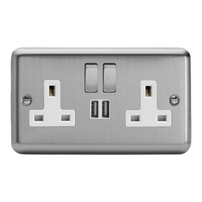 Varilight Double Switched Plug Socket With USB Charging - Value Matt ...