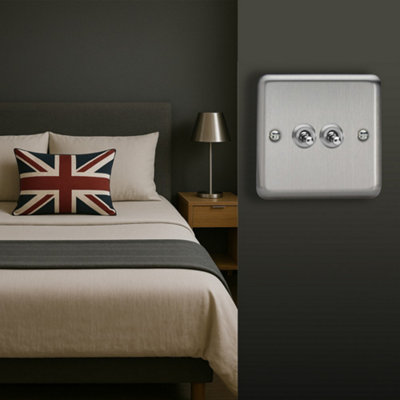 Varilight Double Toggle Light Switch 2-Way - Value Matt Chrome With ...