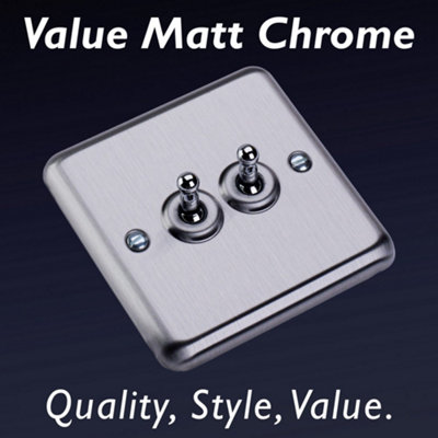 Varilight Double Toggle Light Switch 2-Way - Value Matt Chrome With ...