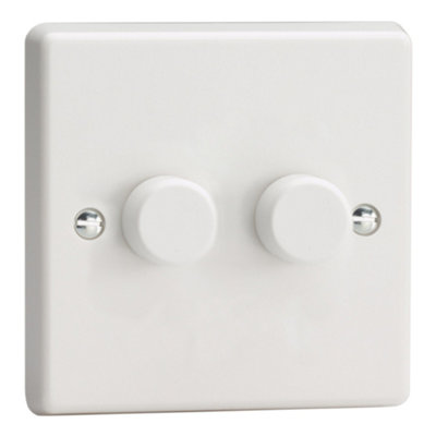 Varilight Double V-Dim Rotary 1-Way Dimmer 2 x 40-250W White Plastic ...