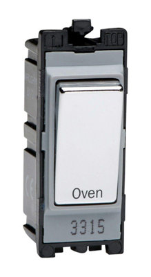 Varilight Engraved 20A 1-Way Double Pole Switch 'Oven' PowerGrid Chrome ...