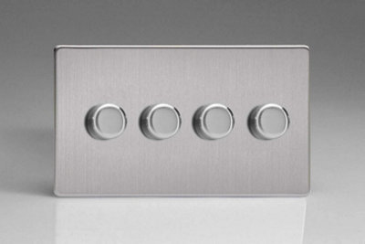 Varilight JDSDP254S Leading & Trailing Edge Brushed Steel 4 Gang Price Comparisons | Compare The Build