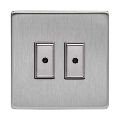 Varilight JDSE102S Dimmer Switch 2-Gang Brushed Steel