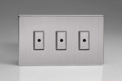 Varilight JDSE103S Dimmer Switch 3 Gang Brushed Steel
